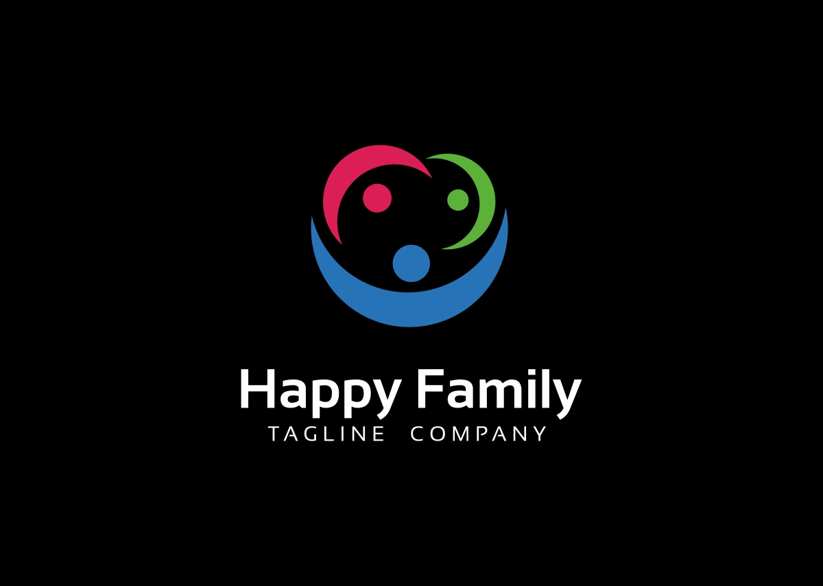 Download Шаблон логотипа "Happy Family Logo Template" / Happy Family Logo Template - Шаблон логотипа на тему графика baby business child children cloud community connect connection family foundation friend happy home kid kindergarten love man people social network