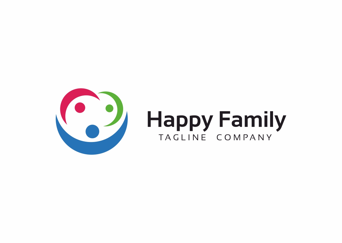 Download Шаблон логотипа "Happy Family Logo Template" / Happy Family Logo Template - Шаблон логотипа на тему графика baby business child children cloud community connect connection family foundation friend happy home kid kindergarten love man people social network