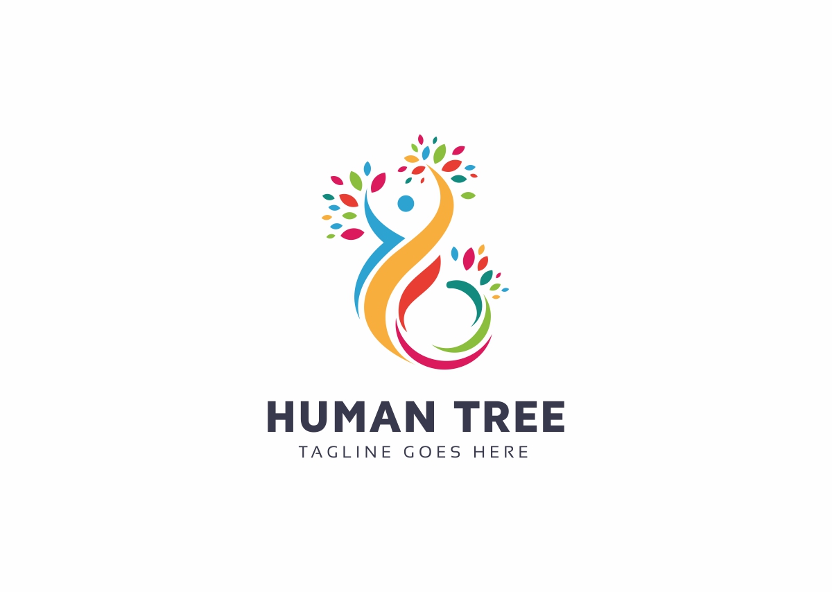 Download Шаблон логотипа "Human Tree Logo Template" / Human Tree Logo Template - Шаблон логотипа на тему графика care clinic dental family green leaf health healthy herbal medic medical medician pharmacy simple human person tree wellness