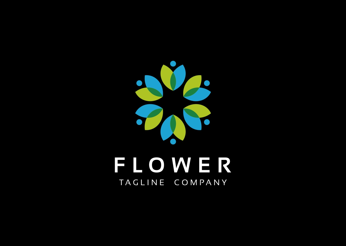 Download Шаблон логотипа "Flower Flat Green Logo Template" / Flower Flat Green Logo Template - Шаблон логотипа на тему графика blooming brand branding detente flower flowering green group happy health healthy human identity jubilant leaf leaves medical natural nature organic