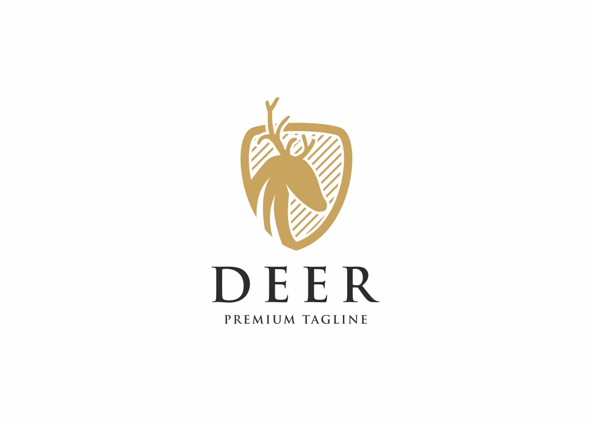 Download Шаблон логотипа "Deer Shield Logo Template" / Deer Shield Logo Template - Шаблон логотипа на тему графика animal brand chique company corporate crest deer logo detailed firm forest head hunt hunting identity label moose shield silhouette stocklogo