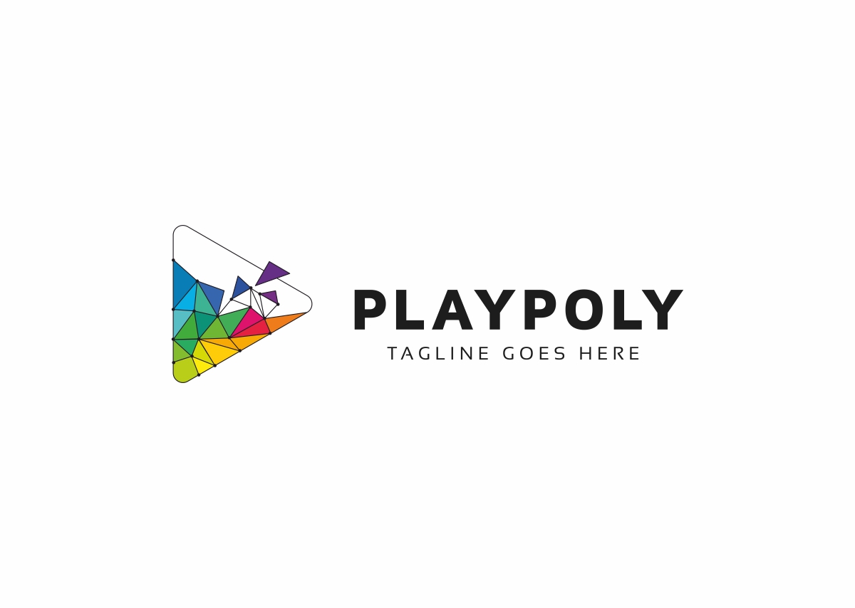 Download Шаблон логотипа "Play Polygon Logo Template" / Play Polygon Logo Template - Шаблон логотипа на тему графика agency app broadcasting communication creative digital entertainment game gamer interactive internet logo media multimedia music online play button player radio
