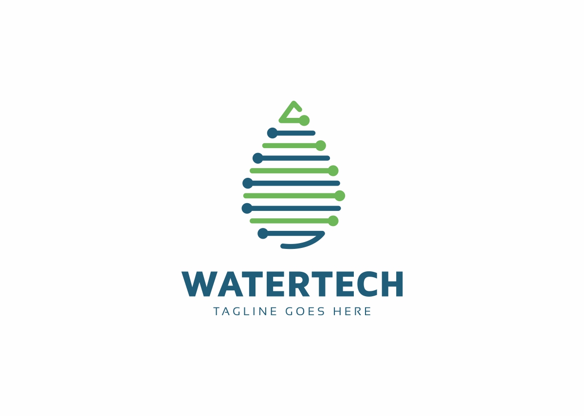 Download Шаблон логотипа "Water Tech Logo Template" / Water Tech Logo Template - Шаблон логотипа на тему графика aqua sea aquatic beach blue color curl creative development diamond drop digital eco business hi tech human protect hand internet