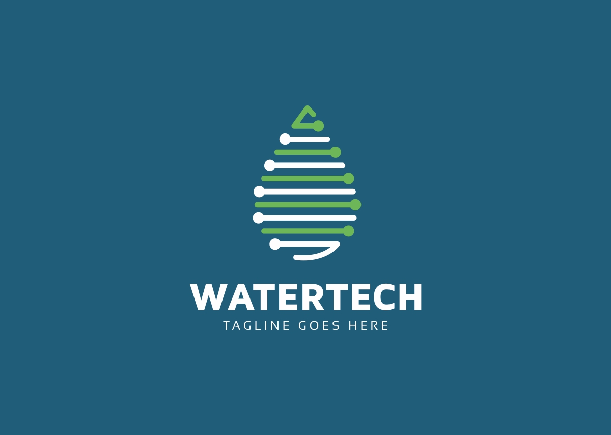 Download Шаблон логотипа "Water Tech Logo Template" / Water Tech Logo Template - Шаблон логотипа на тему графика aqua sea aquatic beach blue color curl creative development diamond drop digital eco business hi tech human protect hand internet