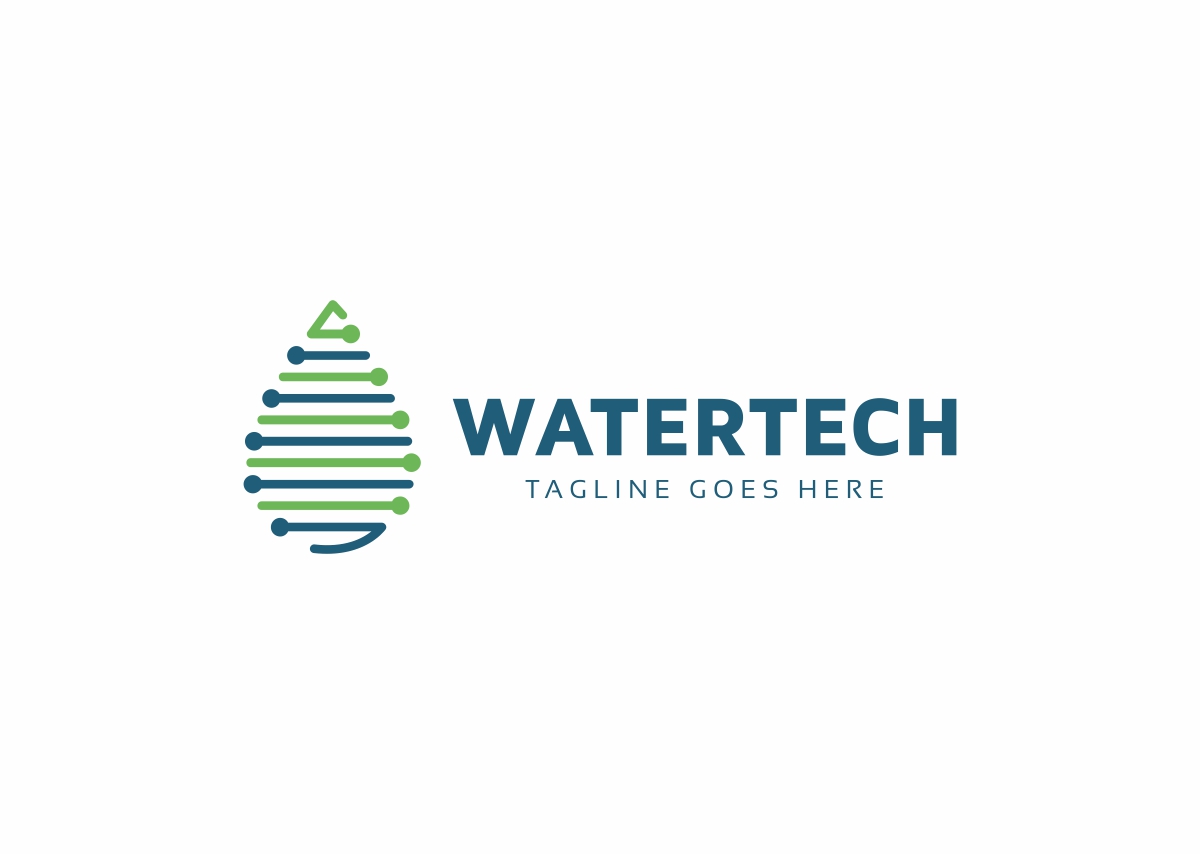 Download Шаблон логотипа "Water Tech Logo Template" / Water Tech Logo Template - Шаблон логотипа на тему графика aqua sea aquatic beach blue color curl creative development diamond drop digital eco business hi tech human protect hand internet