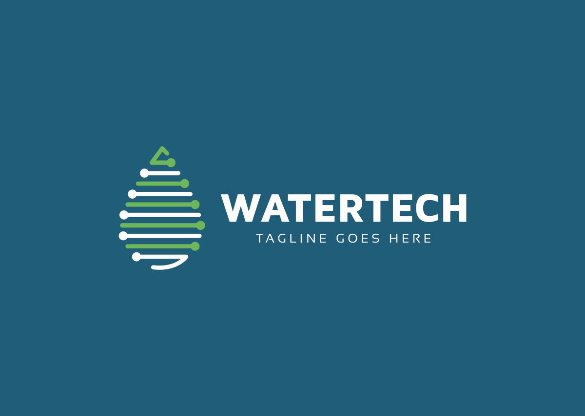 Download Шаблон логотипа "Water Tech Logo Template" / Water Tech Logo Template - Шаблон логотипа на тему графика aqua sea aquatic beach blue color curl creative development diamond drop digital eco business hi tech human protect hand internet