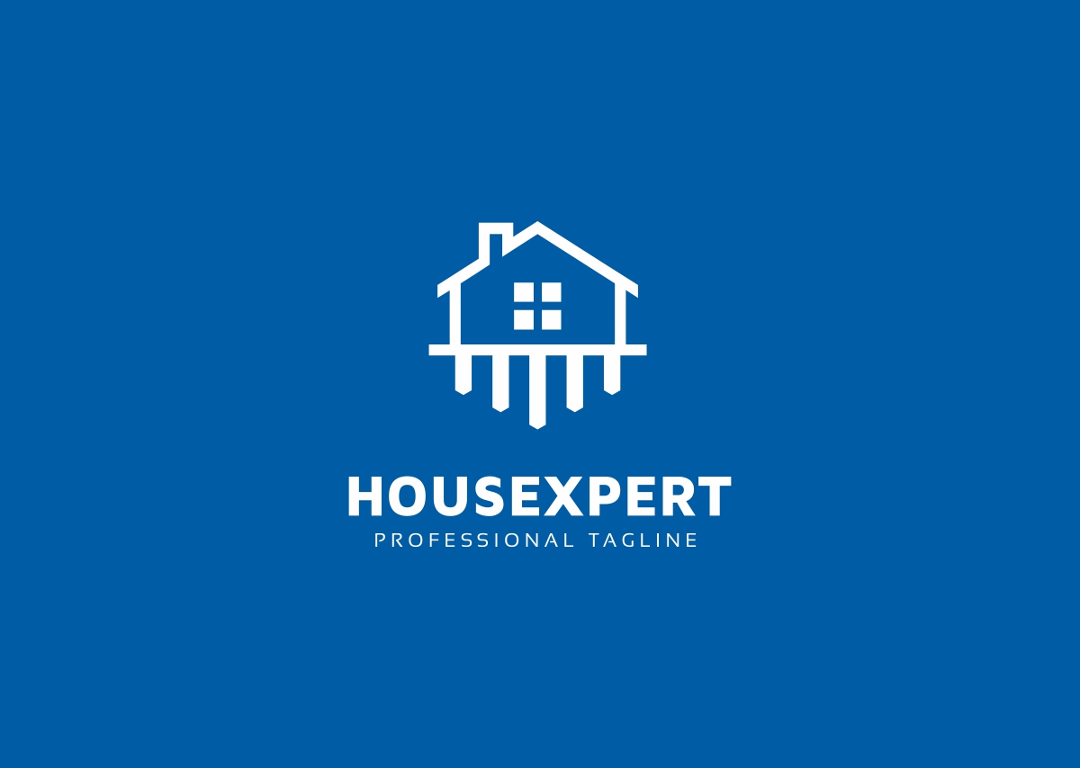 Download Шаблон логотипа "House Expert Logo Template" / House Expert Logo Template - Шаблон логотипа на тему графика brand builder building business carpenter construction contractor electrician expert fix handyman helper home house identity material pliers plumber professional reno