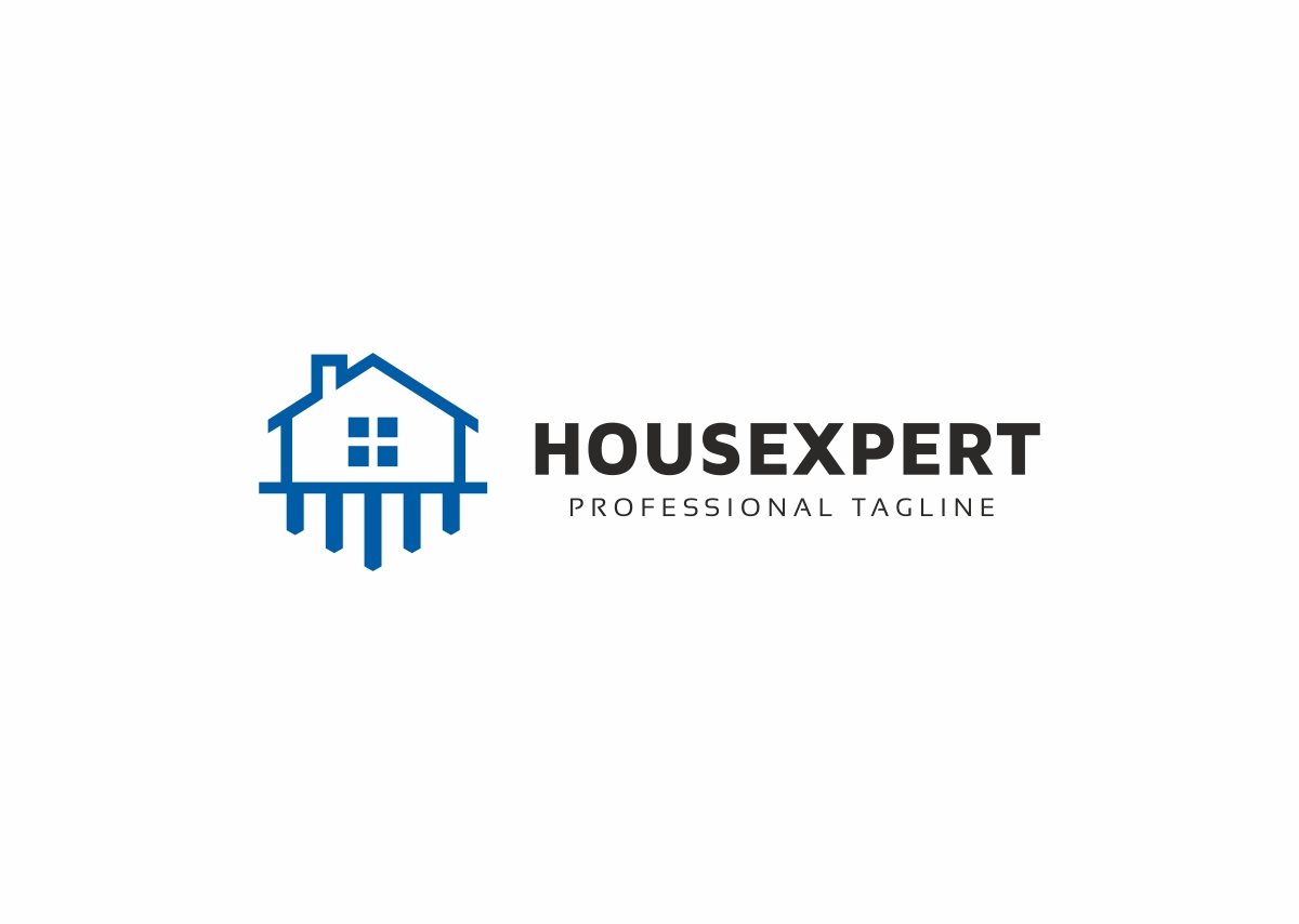 Download Шаблон логотипа "House Expert Logo Template" / House Expert Logo Template - Шаблон логотипа на тему графика brand builder building business carpenter construction contractor electrician expert fix handyman helper home house identity material pliers plumber professional reno