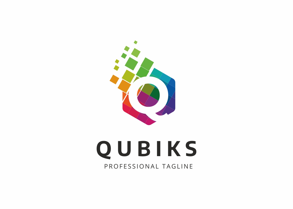Download Шаблон логотипа "Qubiks Q Letter Logo Template" / Qubiks Q Letter Logo Template - Шаблон логотипа на тему графика bold brand branding business company iconic identity internet it letter q modern print professional q quantum quest solutions techno technological
