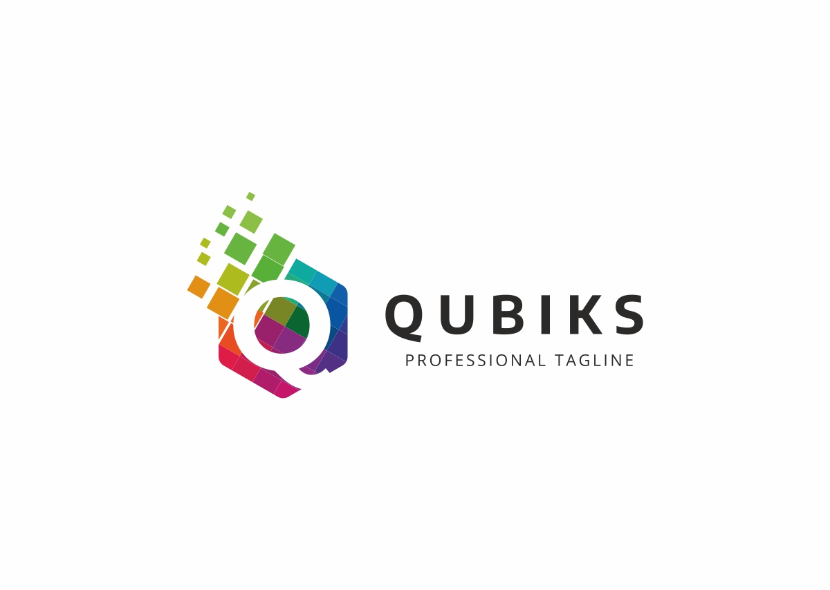 Download Шаблон логотипа "Qubiks Q Letter Logo Template" / Qubiks Q Letter Logo Template - Шаблон логотипа на тему графика bold brand branding business company iconic identity internet it letter q modern print professional q quantum quest solutions techno technological