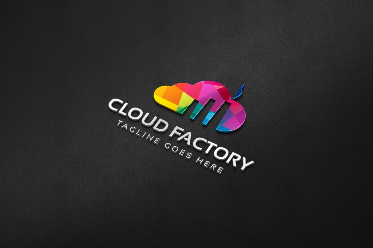 Download Шаблон логотипа "Cloud Factory Logo Template" / Cloud Factory Logo Template - Шаблон логотипа на тему графика agency brand branding business cloud storage color colorful company corporate creative file files host service hosting identity rainbow share solutions