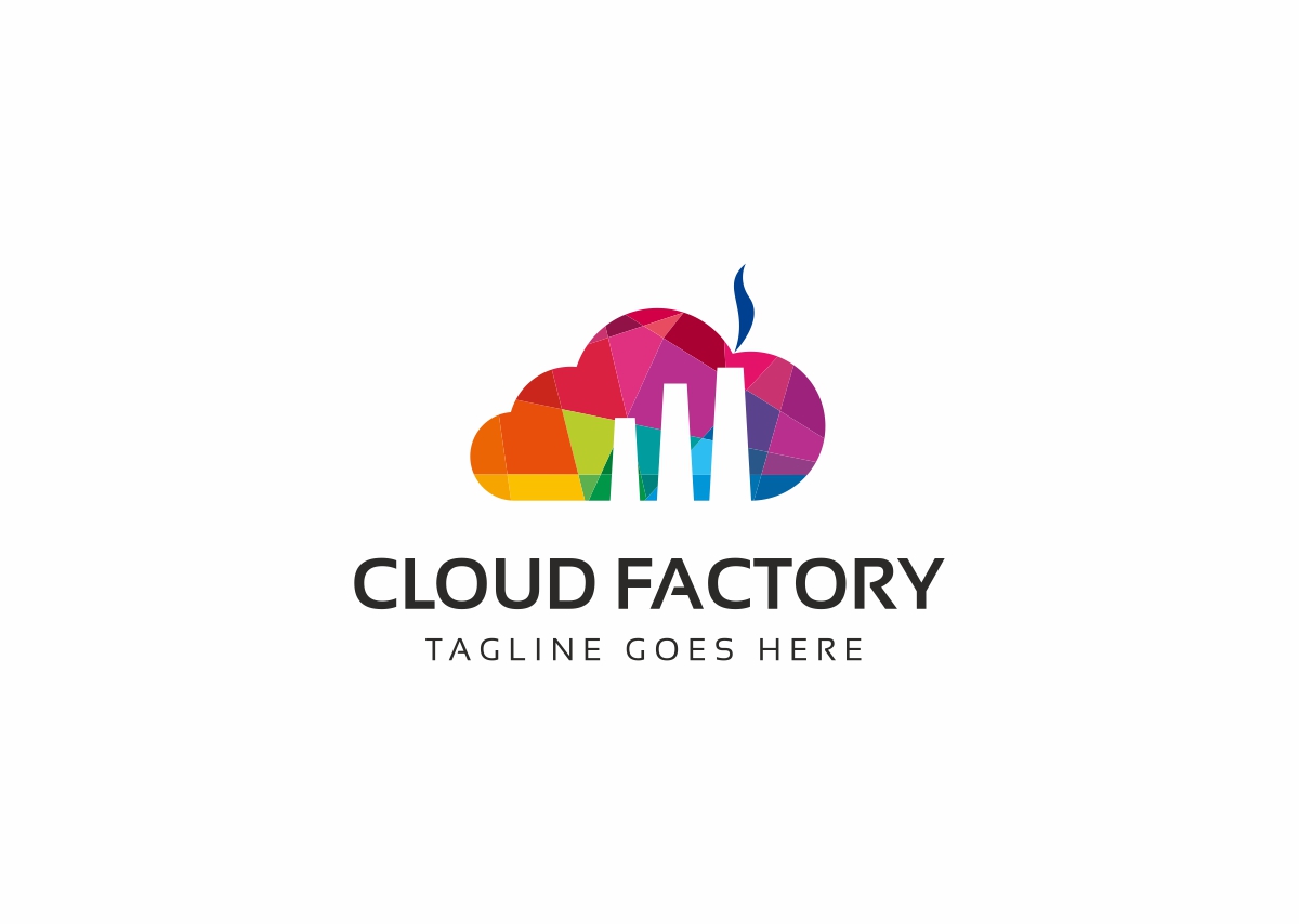Download Шаблон логотипа "Cloud Factory Logo Template" / Cloud Factory Logo Template - Шаблон логотипа на тему графика agency brand branding business cloud storage color colorful company corporate creative file files host service hosting identity rainbow share solutions