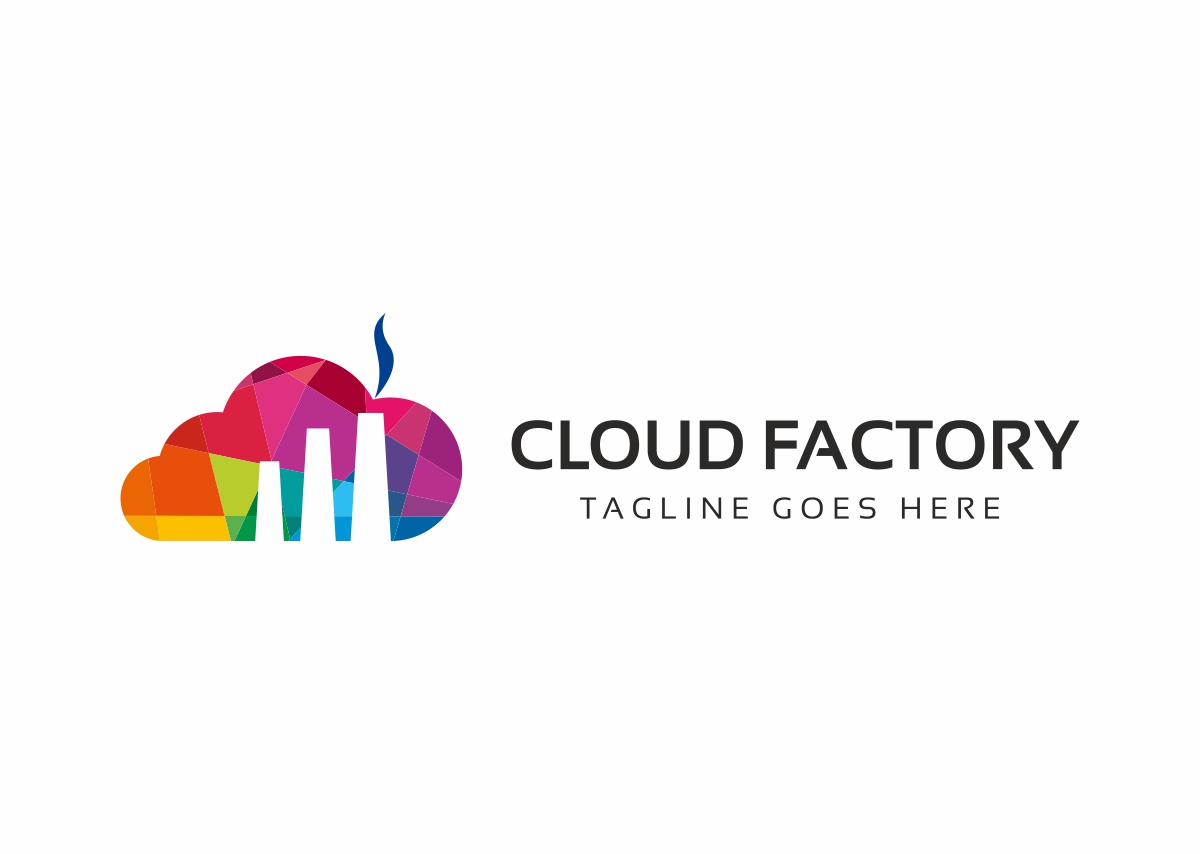 Download Шаблон логотипа "Cloud Factory Logo Template" / Cloud Factory Logo Template - Шаблон логотипа на тему графика agency brand branding business cloud storage color colorful company corporate creative file files host service hosting identity rainbow share solutions