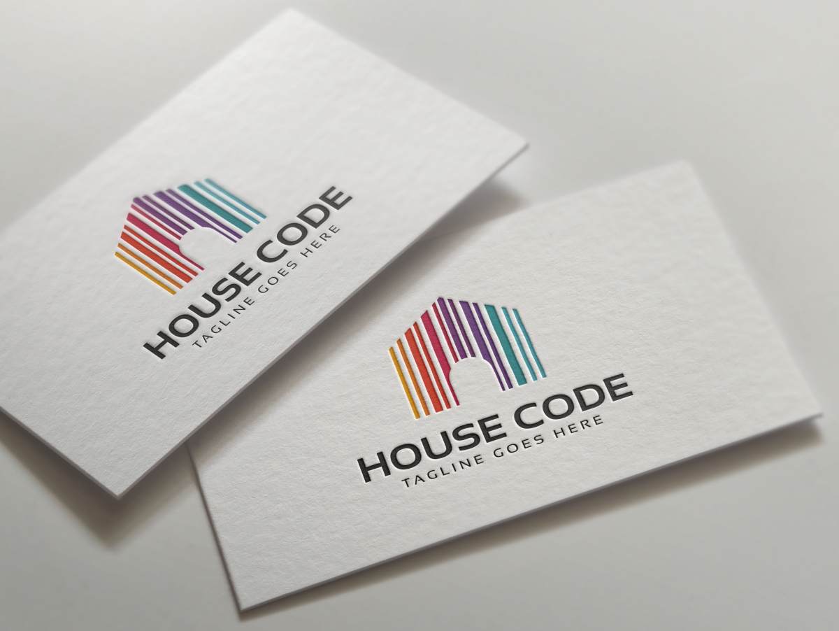 Download Шаблон логотипа "House Code Logo Template" / House Code Logo Template - Шаблон логотипа на тему графика barcode brand builder building buyer carpenter code construction handyman home staging house identity neighbor neighborhood original planner property reno renovation