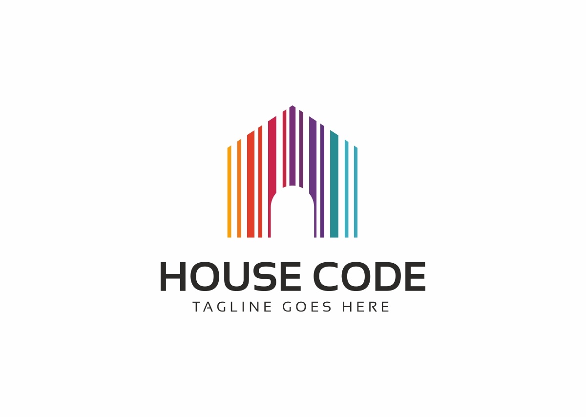 Download Шаблон логотипа "House Code Logo Template" / House Code Logo Template - Шаблон логотипа на тему графика barcode brand builder building buyer carpenter code construction handyman home staging house identity neighbor neighborhood original planner property reno renovation