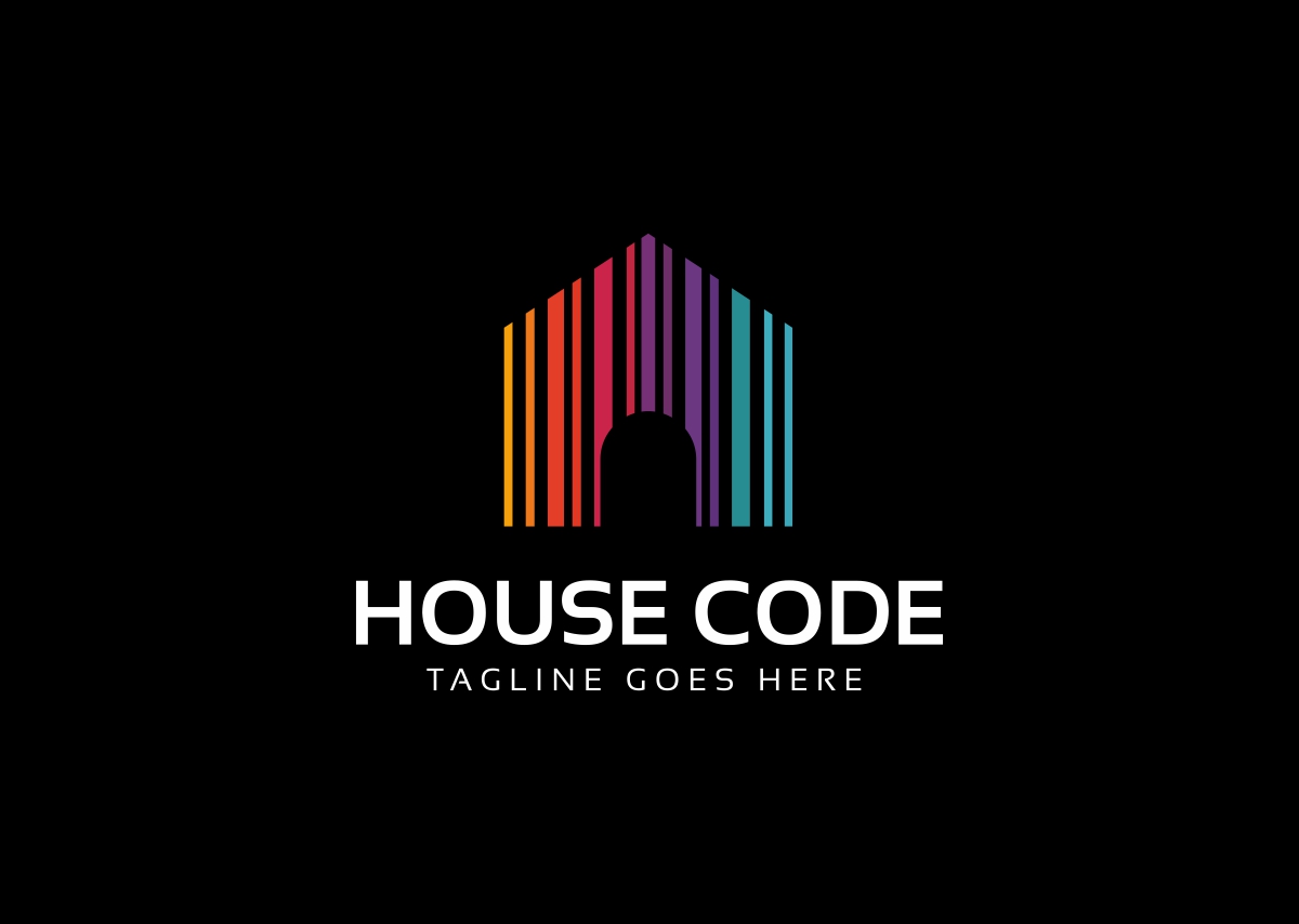 Download Шаблон логотипа "House Code Logo Template" / House Code Logo Template - Шаблон логотипа на тему графика barcode brand builder building buyer carpenter code construction handyman home staging house identity neighbor neighborhood original planner property reno renovation