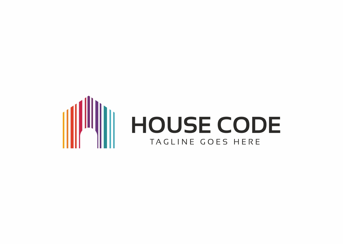 Download Шаблон логотипа "House Code Logo Template" / House Code Logo Template - Шаблон логотипа на тему графика barcode brand builder building buyer carpenter code construction handyman home staging house identity neighbor neighborhood original planner property reno renovation