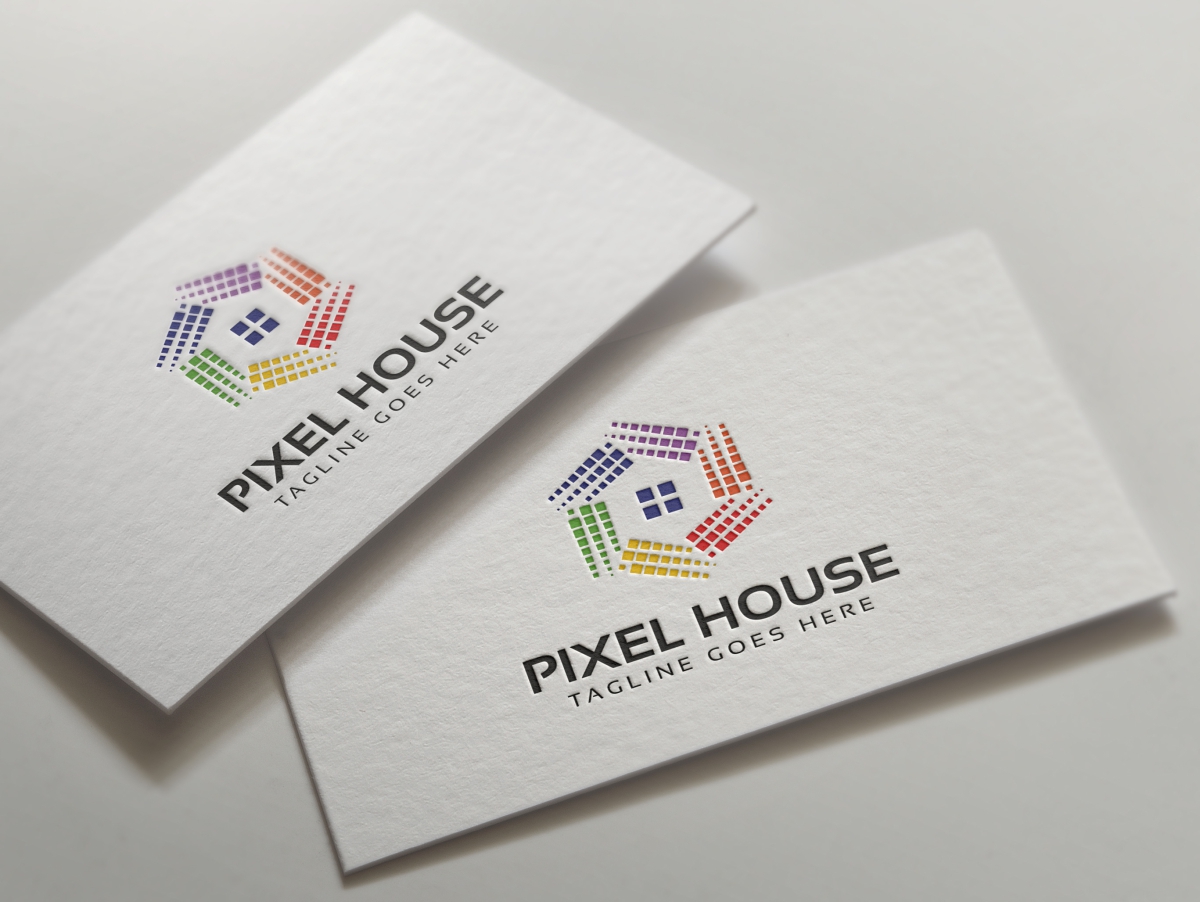 Download Шаблон логотипа "Pixel House Logo Template" / Pixel House Logo Template - Шаблон логотипа на тему графика architect architectural architecture build builder building construction detached house eco house elegant home decor finder staging houses housing colorful pixel