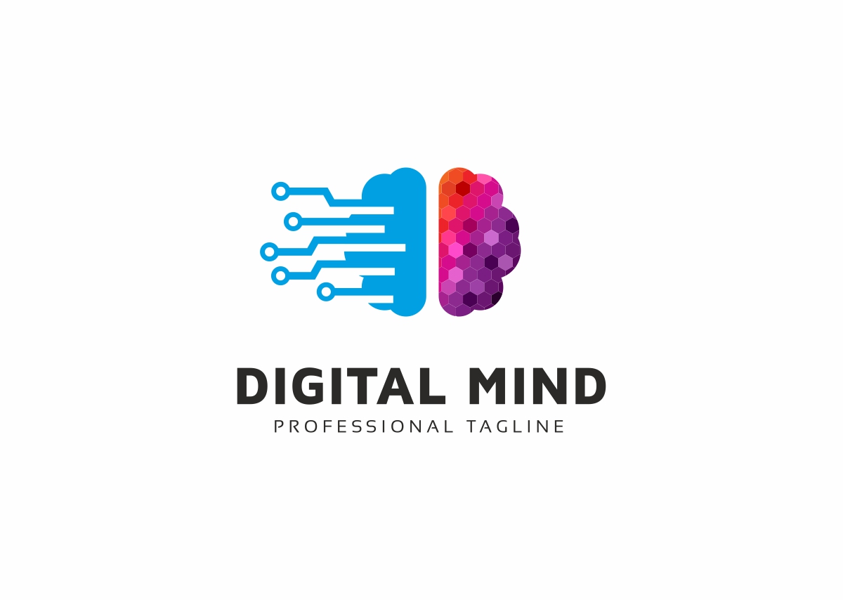 Download Шаблон логотипа "Digital Mind Logo Template" / Digital Mind Logo Template - Шаблон логотипа на тему графика abstract app colorful creative digital face head human digital idea mind hitech pixel internet modern pixel man pixels brain blue
