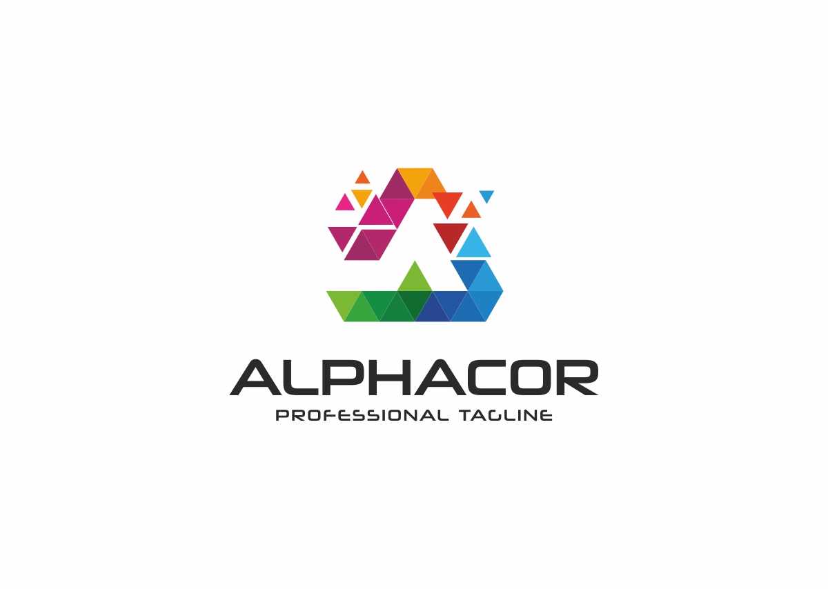 Download Шаблон логотипа "Alphacor - A Letter Polygon Logo Template" / Alphacor - A Letter Polygon Logo Template - Шаблон логотипа на тему графика a a letter logo app bold brand business clean colorful corporate creative digital forum logotype media modern pixel professional simple