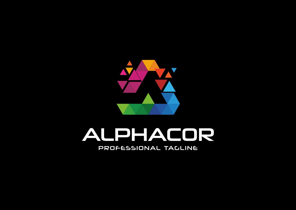 Download Шаблон логотипа "Alphacor - A Letter Polygon Logo Template" / Alphacor - A Letter Polygon Logo Template - Шаблон логотипа на тему графика a a letter logo app bold brand business clean colorful corporate creative digital forum logotype media modern pixel professional simple