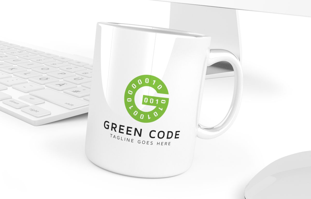 Download Шаблон логотипа "Green Code Logo Template" / Green Code Logo Template - Шаблон логотипа на тему графика brackets code coding expression flat green logic programming simple slash software technology app g letter logo game gamer media modern