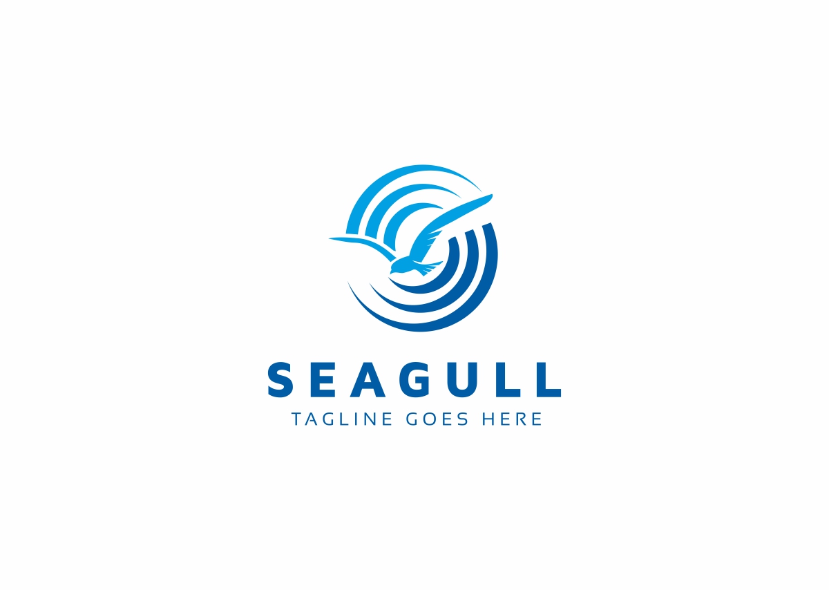 Download Шаблон логотипа "Seagull Logo Template" / Seagull Logo Template - Шаблон логотипа на тему графика air airline airways blue cloud clouds destination fly holidays logo navy seagull summer sun sunny template transport travel vector yellow