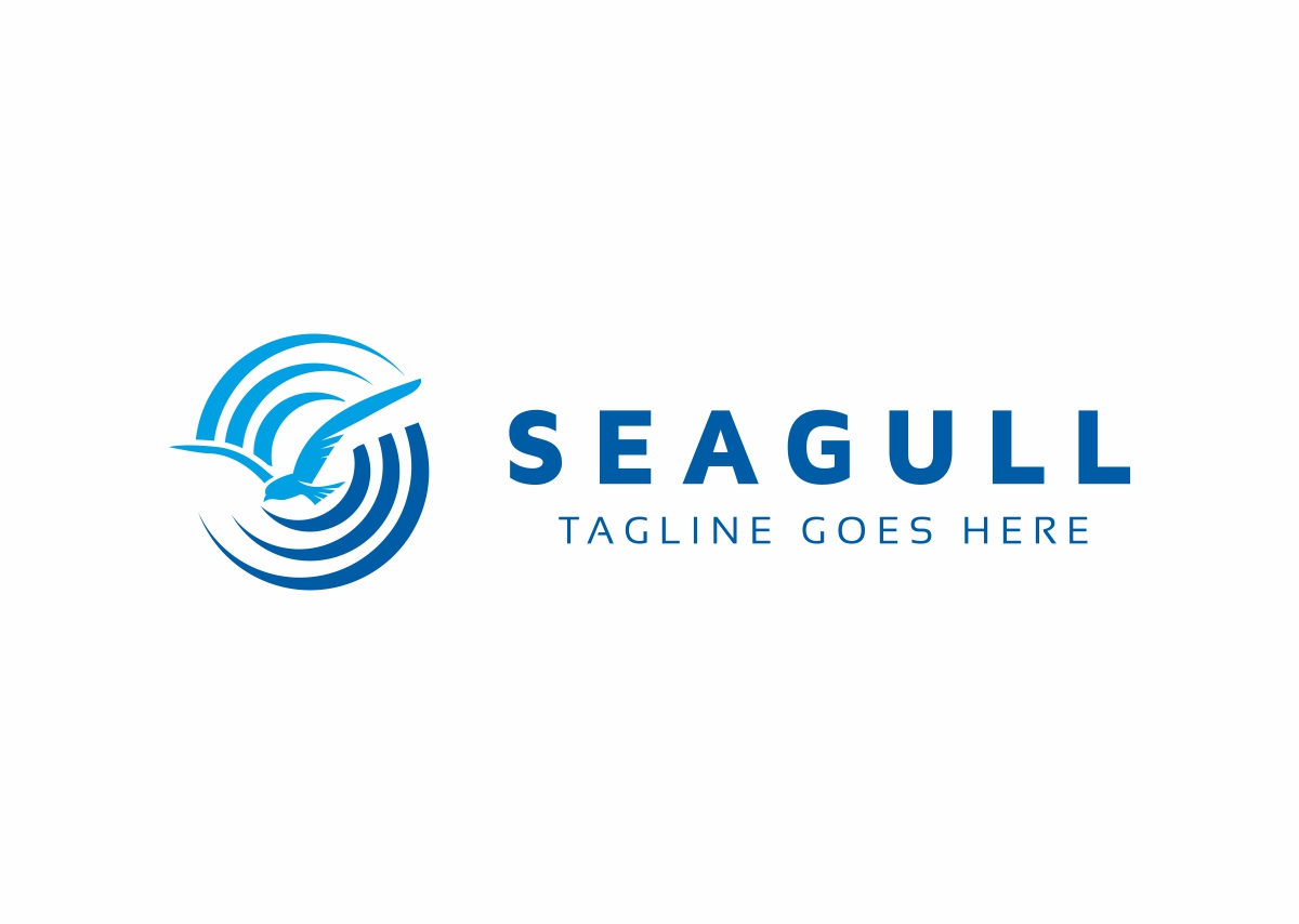 Download Шаблон логотипа "Seagull Logo Template" / Seagull Logo Template - Шаблон логотипа на тему графика air airline airways blue cloud clouds destination fly holidays logo navy seagull summer sun sunny template transport travel vector yellow