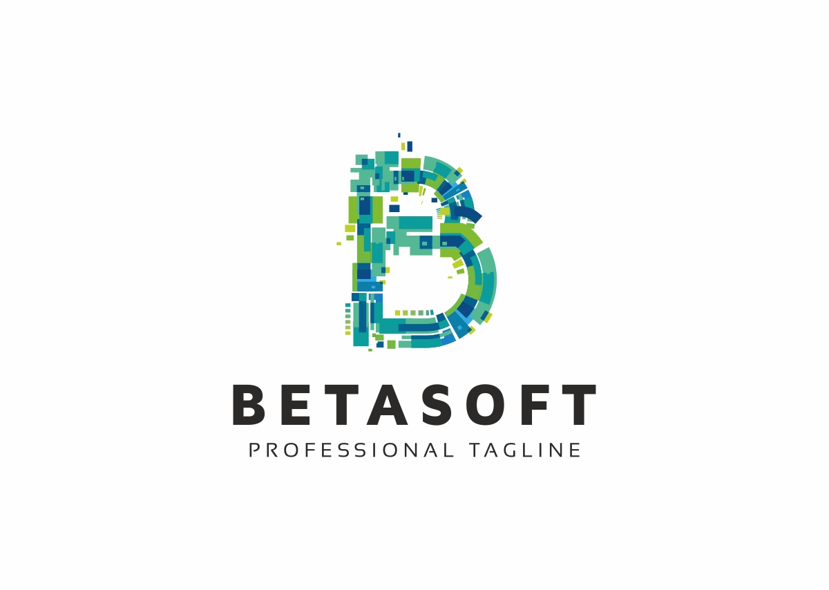 Download Шаблон логотипа "Betasoft Logo Template" / Betasoft Logo Template - Шаблон логотипа на тему графика app apparel b letter logo bold brand clean color full media mobile modern social sport strong tough web 3d agency