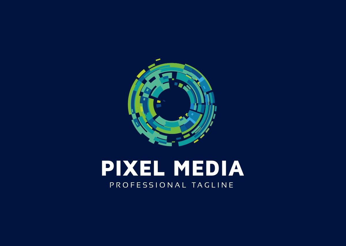 Download Шаблон логотипа "Pixel Media Logo Template" / Pixel Media Logo Template - Шаблон логотипа на тему графика 3d ball logo clean brand colorful creative tree developer digital identity elegant entertainment geek group ideal internet it community media