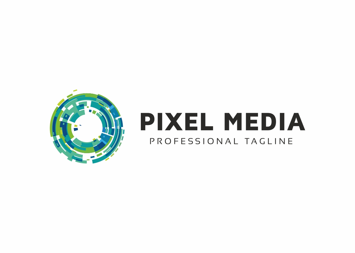 Download Шаблон логотипа "Pixel Media Logo Template" / Pixel Media Logo Template - Шаблон логотипа на тему графика 3d ball logo clean brand colorful creative tree developer digital identity elegant entertainment geek group ideal internet it community media