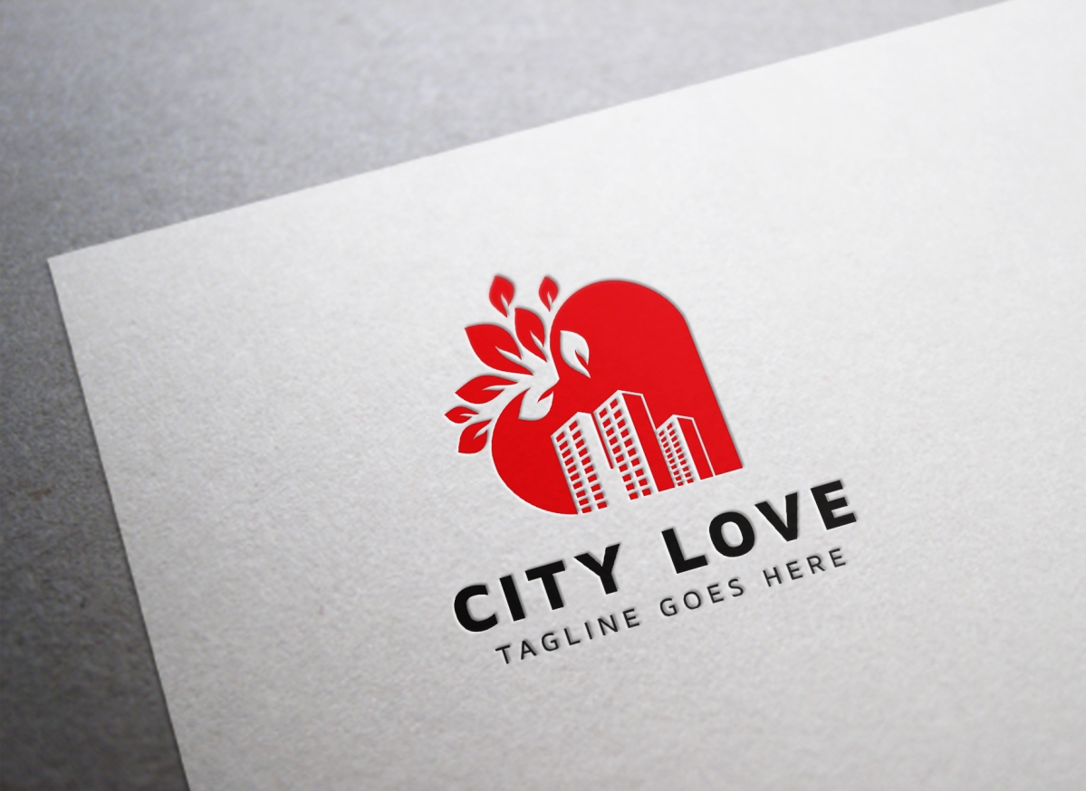 Download Шаблон логотипа "City Love Logo Template" / City Love Logo Template - Шаблон логотипа на тему графика box building capital children city home house land location love metropolis newyork people place property real estate smart social town