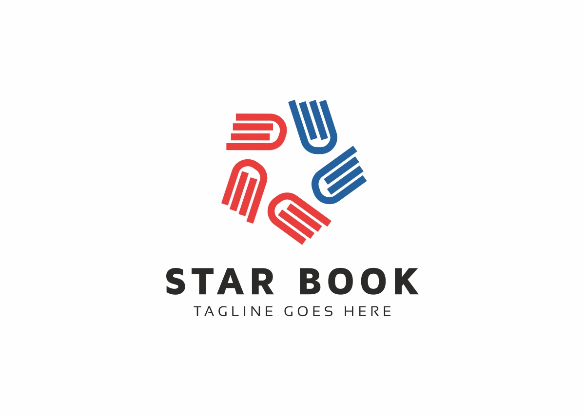 Download Шаблон логотипа "Star Book Logo Template" / Star Book Logo Template - Шаблон логотипа на тему графика agency book store booker booklet bookshop brand business colorful company concept corporate design editable exclusive free font resizeble idea identity