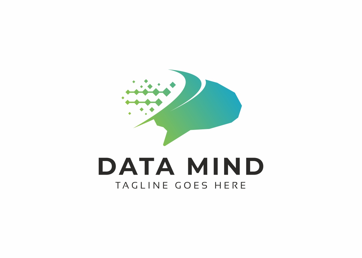 Download Шаблон логотипа "Data Mind Logo Template" / Data Mind Logo Template - Шаблон логотипа на тему графика artificial intelligence brain brainstorm cortex creation data development digital engineer entertainment expertise gaming generation genetic genius head human humanoid mind