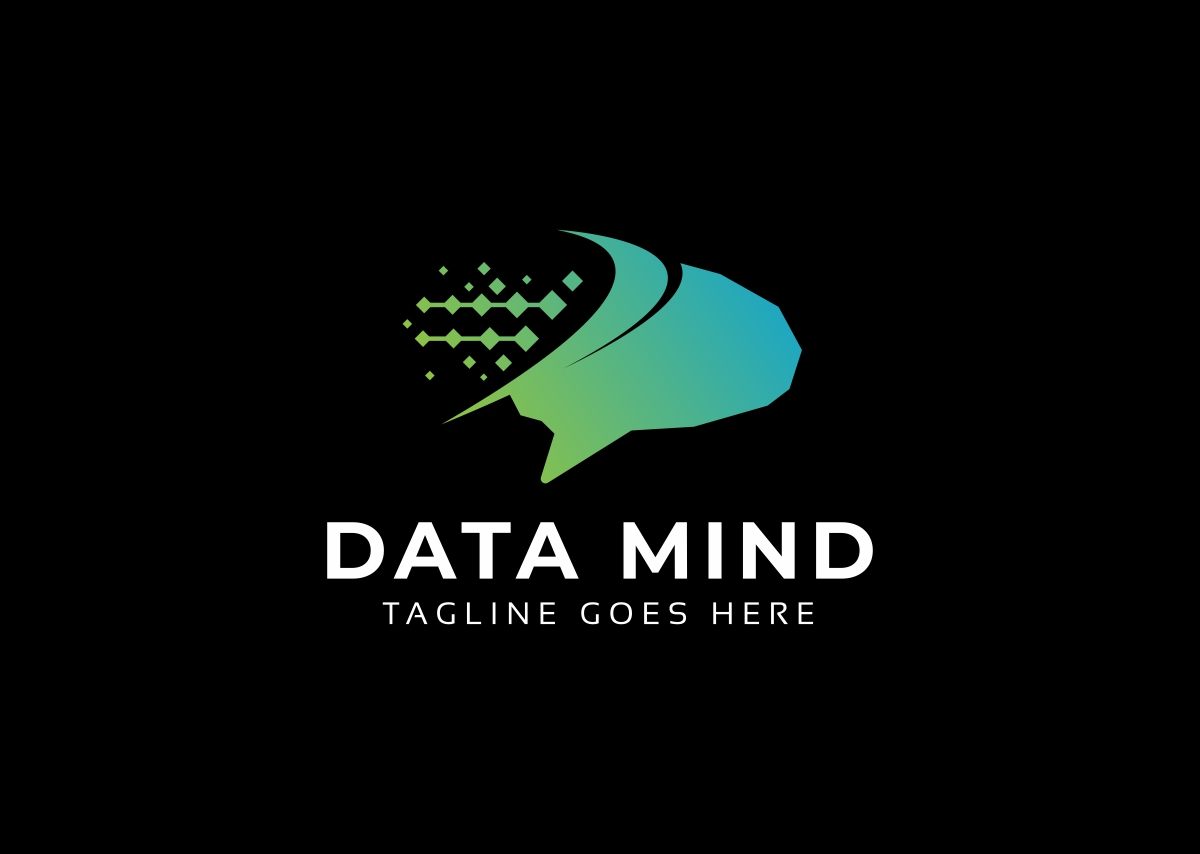Download Шаблон логотипа "Data Mind Logo Template" / Data Mind Logo Template - Шаблон логотипа на тему графика artificial intelligence brain brainstorm cortex creation data development digital engineer entertainment expertise gaming generation genetic genius head human humanoid mind