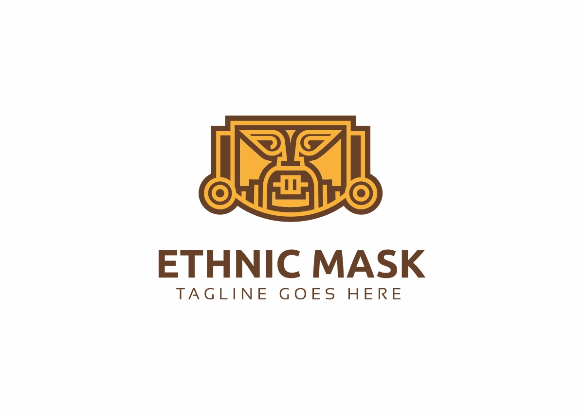 Download Шаблон логотипа "Ethnic Mask Logo Template" / Ethnic Mask Logo Template - Шаблон логотипа на тему графика aborigine africa art carved craft culture decoration decorative e element ethnic face five handcraft handmade hawaiian mask hotel indigenous letter