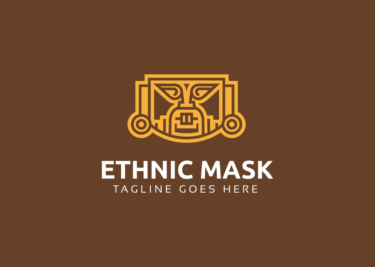 Download Шаблон логотипа "Ethnic Mask Logo Template" / Ethnic Mask Logo Template - Шаблон логотипа на тему графика aborigine africa art carved craft culture decoration decorative e element ethnic face five handcraft handmade hawaiian mask hotel indigenous letter