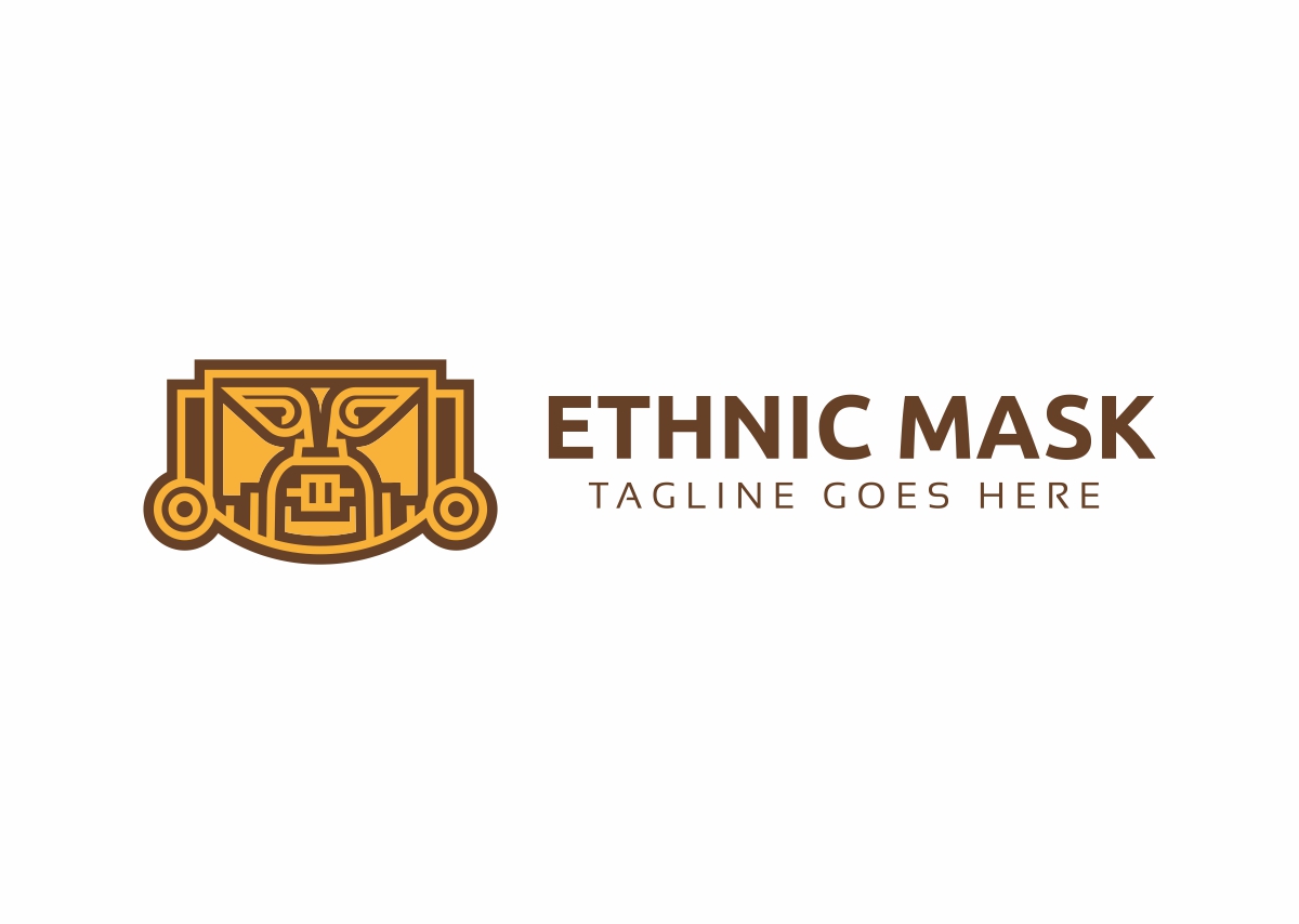 Download Шаблон логотипа "Ethnic Mask Logo Template" / Ethnic Mask Logo Template - Шаблон логотипа на тему графика aborigine africa art carved craft culture decoration decorative e element ethnic face five handcraft handmade hawaiian mask hotel indigenous letter
