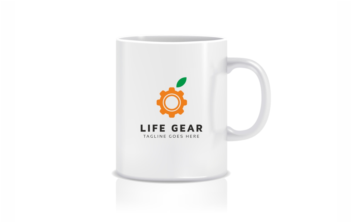 Download Шаблон логотипа "Life Gear Logo Template" / Life Gear Logo Template - Шаблон логотипа на тему графика blue eco gear green industrial industry leaf life orange spring water drops