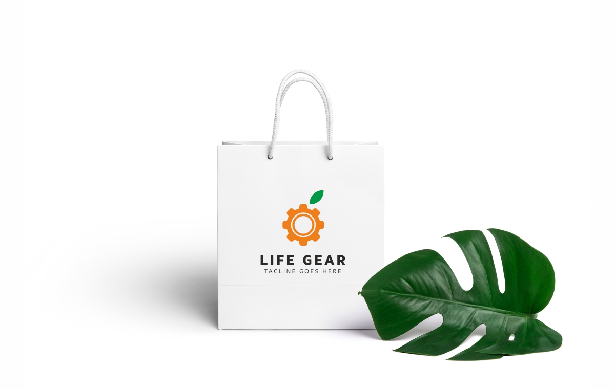 Download Шаблон логотипа "Life Gear Logo Template" / Life Gear Logo Template - Шаблон логотипа на тему графика blue eco gear green industrial industry leaf life orange spring water drops