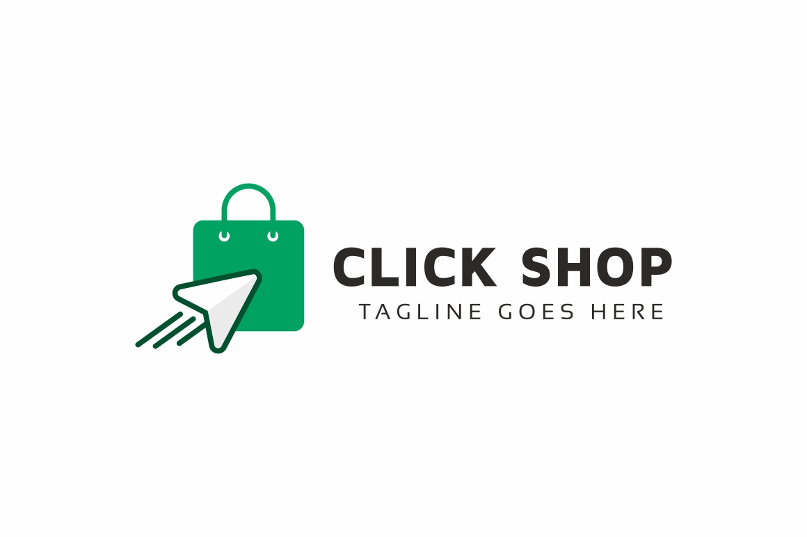Download Шаблон логотипа "Click Shop Logo Template" / Click Shop Logo Template - Шаблон логотипа на тему графика arrow bag buy buying cart click discount e shop store ecommerce market money online promotion retail logo seller share sharing