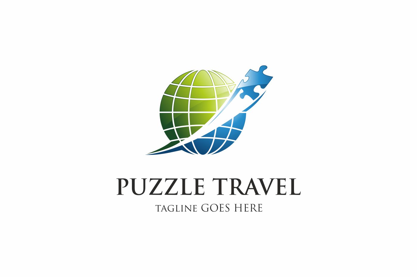 Download Шаблон логотипа "PUZZLE TRAVEL Logo Template" / PUZZLE TRAVEL Logo Template - Шаблон логотипа на тему графика ai air airplane aviation blue business company eps file logo plane psd template tourism tourists travel travel vector