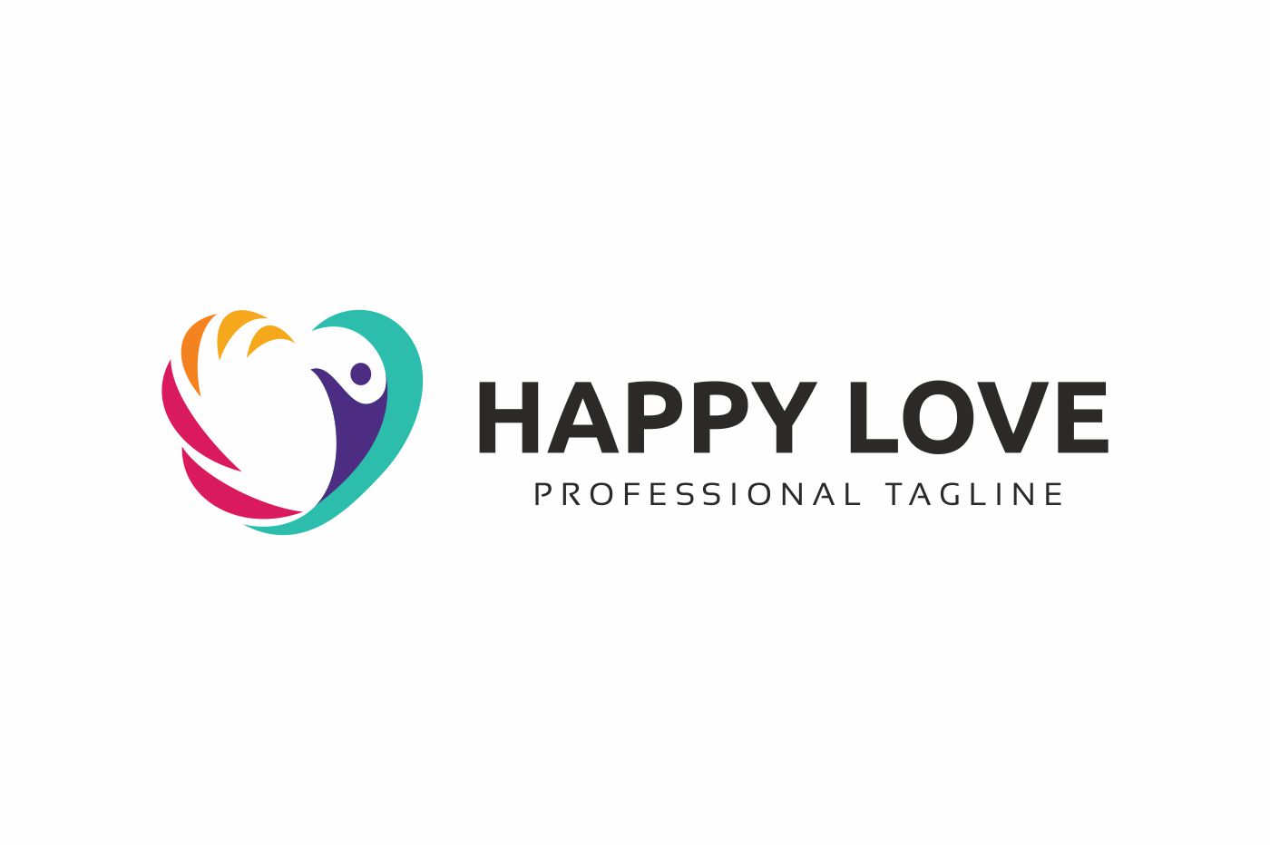 Download Шаблон логотипа "Happy Life Logo Template" / Happy Life Logo Template - Шаблон логотипа на тему графика abstract activity beauty chat connect dating family fitness happy health human life live love man medical meeting minimal minimalist people