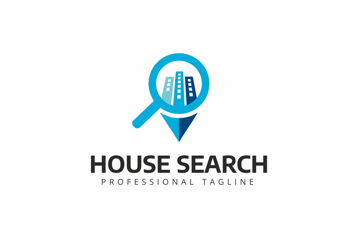 Download Шаблон логотипа "House Search Logo Template" / House Search Logo Template - Шаблон логотипа на тему графика agency building buy city corporate find home house idenitity living location locator logo magnifying glass modern online psd real estate