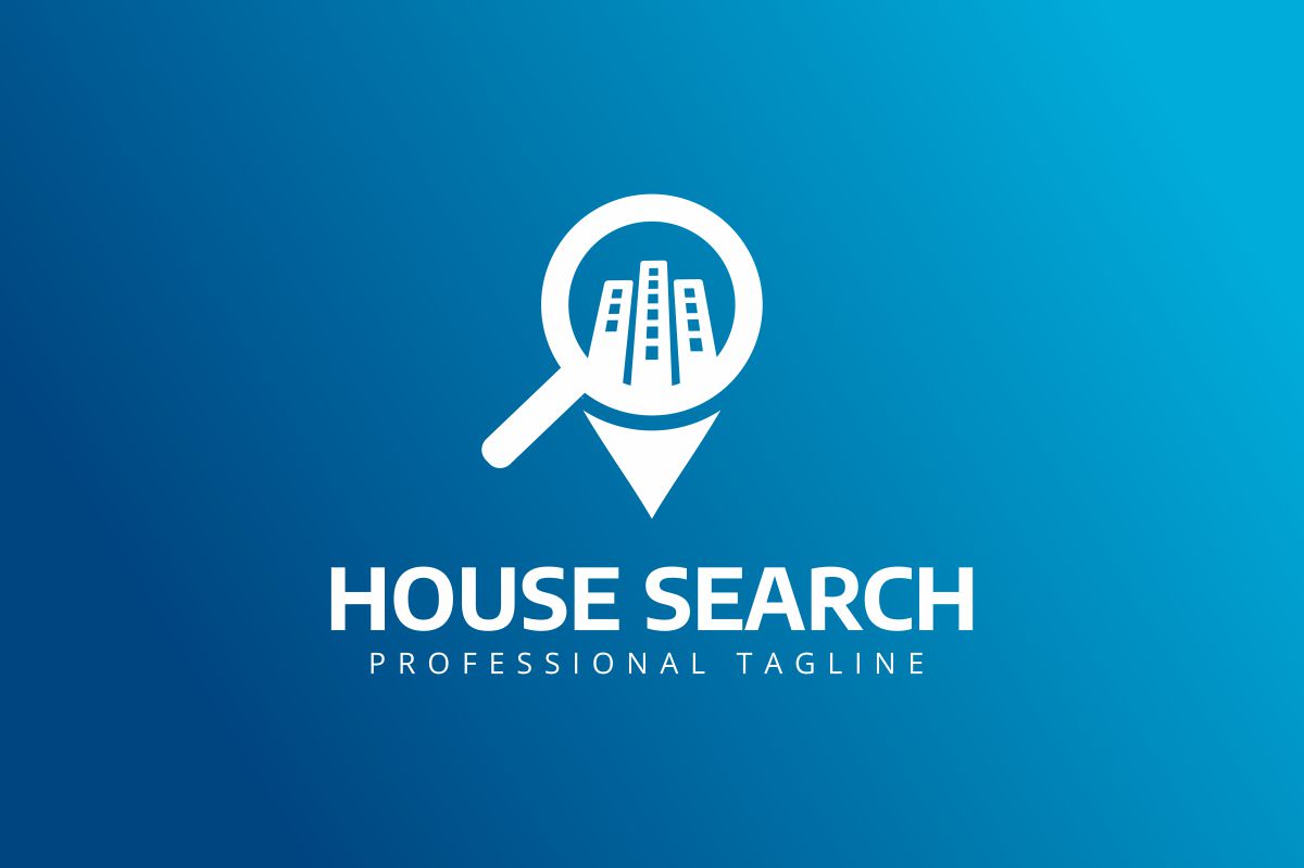 Download Шаблон логотипа "House Search Logo Template" / House Search Logo Template - Шаблон логотипа на тему графика agency building buy city corporate find home house idenitity living location locator logo magnifying glass modern online psd real estate