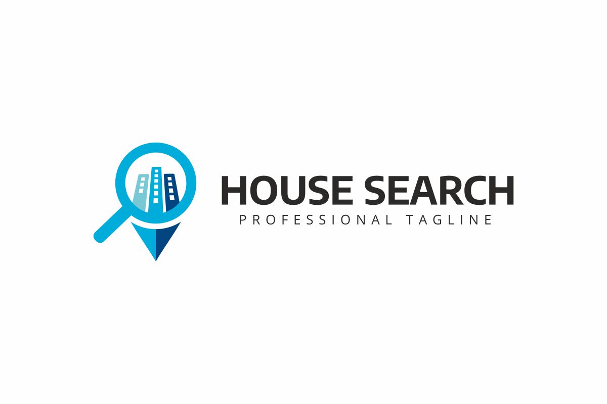 Download Шаблон логотипа "House Search Logo Template" / House Search Logo Template - Шаблон логотипа на тему графика agency building buy city corporate find home house idenitity living location locator logo magnifying glass modern online psd real estate