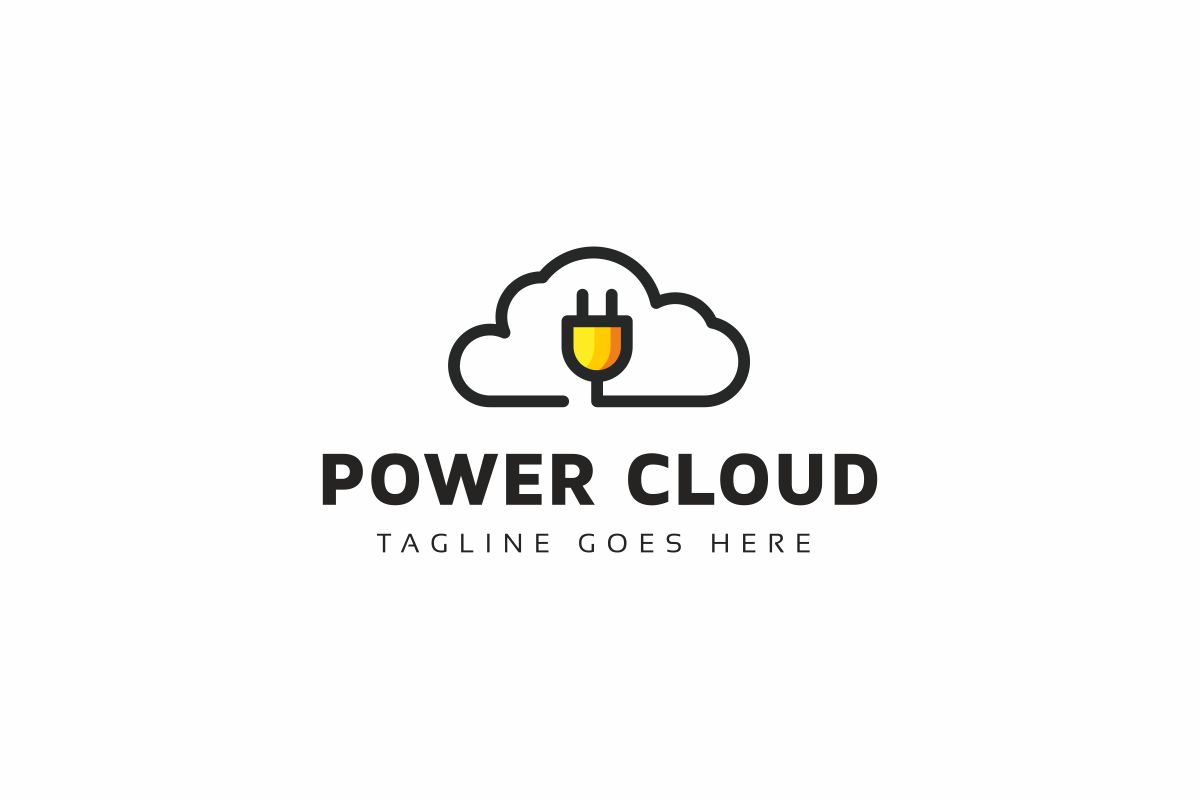 Download Шаблон логотипа "Power Cloud Logo Template" / Power Cloud Logo Template - Шаблон логотипа на тему графика audio cable cloud computing computer connection data database digital electronic game hardware host hosting internet media music network pc play