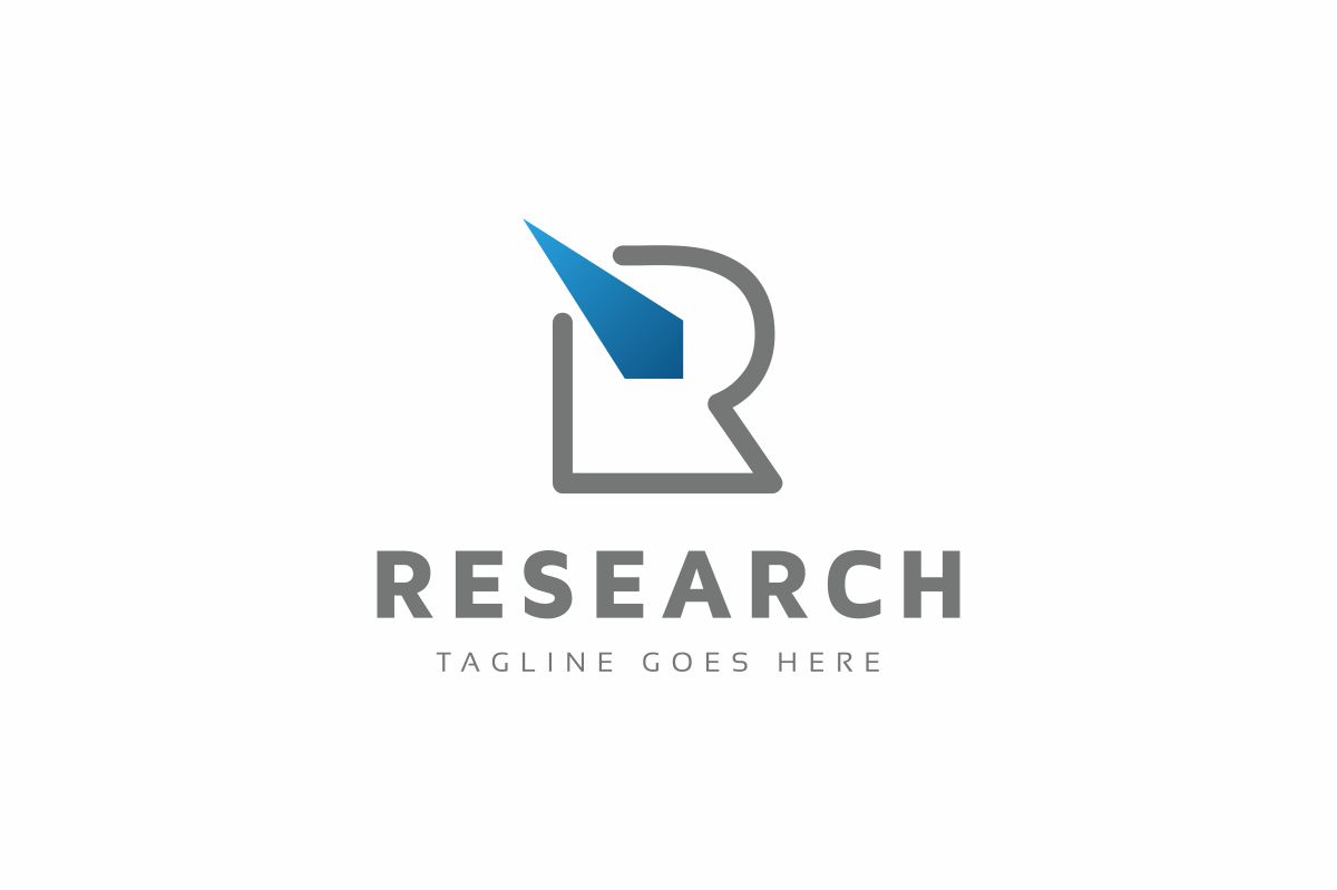 Download Шаблон логотипа "Research R Letter Logo Template" / Research R Letter Logo Template - Шаблон логотипа на тему графика abstract arc blue bold dynamic letter magenta professional r rage round semi-circle alphabet brand branding business clean company duo tone