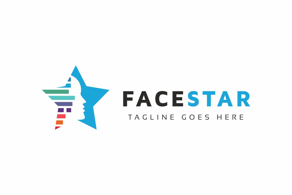 Download Шаблон логотипа "Face Star Logo Template" / Face Star Logo Template - Шаблон логотипа на тему графика abstract app blue colorful creative digital face head human digital idea mind high tech hitech pixel internet modern pixel man