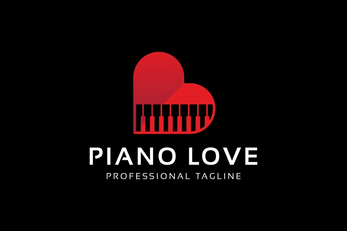 Download Шаблон логотипа "Piano Love Logo Template" / Piano Love Logo Template - Шаблон логотипа на тему графика art band love piano song music store studio performance pianist acoustic